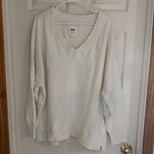 aerie white V-Neck Cozy Pullover Sweater